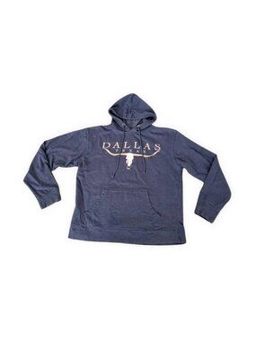 Duck Co Dallas Texas Longhorn Hoodie Pullover Sweatshirt Blue Gray Size L